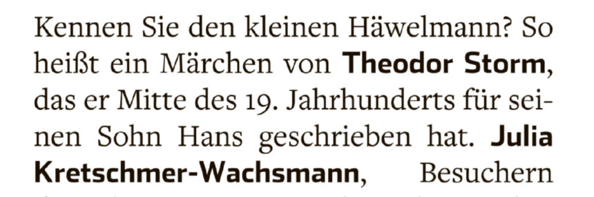 Der kleine Häwelmann im Hamburger Abendblatt